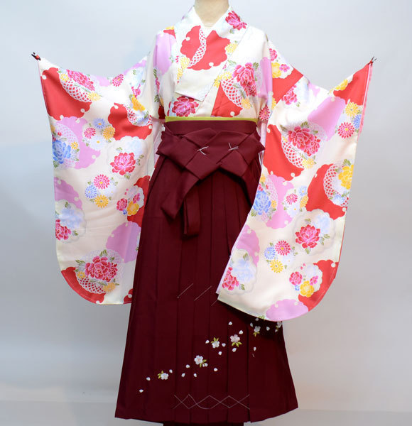 着物袴セット ジュニア用 適応身長140ｃｍ～158ｃｍ ショート丈 卒業式にどうぞ！ 新品 （株）安田屋 NO29492｜安田屋呉服店