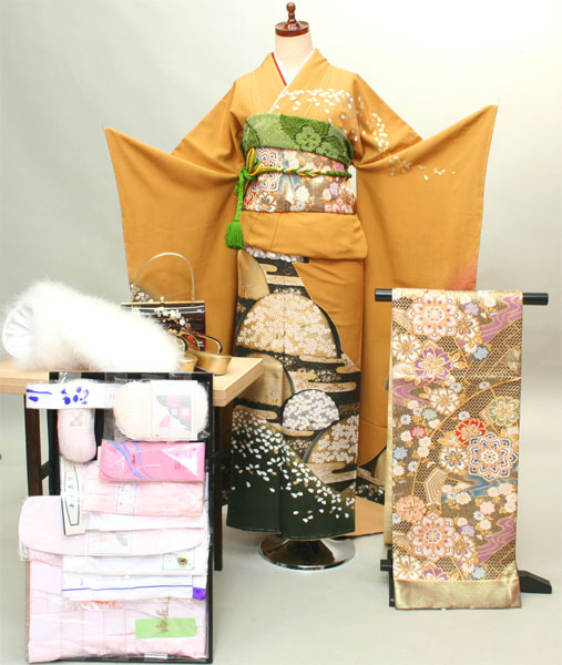 （株）安田屋 新品正絹振袖フルセット京友禅一越クレープ地★v25229503