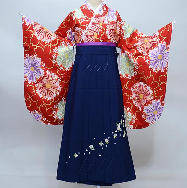 二尺袖 着物 袴フルセット From KYOTO 小紋 着物丈は着付けし易いショート丈 袴変更可能 卒業式 新品（株）安田屋 NO38554｜安田屋呉服店