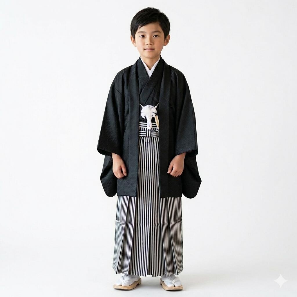 羽織袴 着物 フルセット 紋付 男児 ジュニア用 9～10歳 ハーフ成人式 1/2成人式 長襦袢 雪駄付き 紋入れ可 新品（株）安田屋 NO260522-2｜安田屋呉服店 21,158円