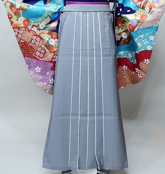 袴 単品 無地袴 バイ色合い お上さん用 行灯袴 ヘラあり 二色 薄墨色×白 袴下87糎、91糎、95糎、99糎 卒式に 新品（株）安田屋 NO34032