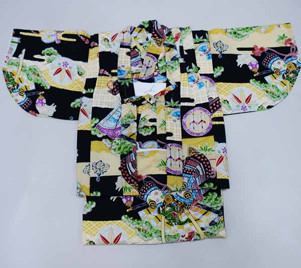 楽天市場】男児袷一つ身セット 紺地に兜 でんちセット 一つ身の着物