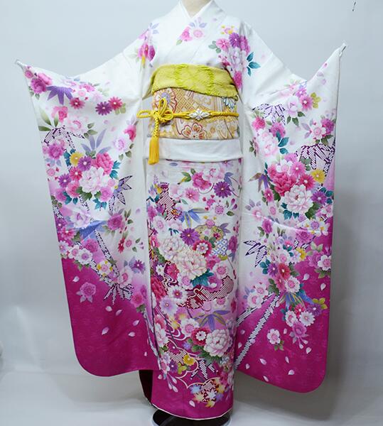 楽天市場】振袖 正絹 着物単品 仕立て上がり 百花繚乱 花刺繍 ラメ入り 