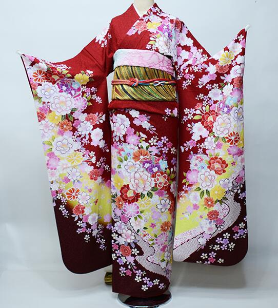 振袖 正絹 着物単品 仕立て上がり 百花繚乱 黄色 NO41474 振袖 正絹 着物単品 仕立て上がり 百花繚乱 黄色 NO41474