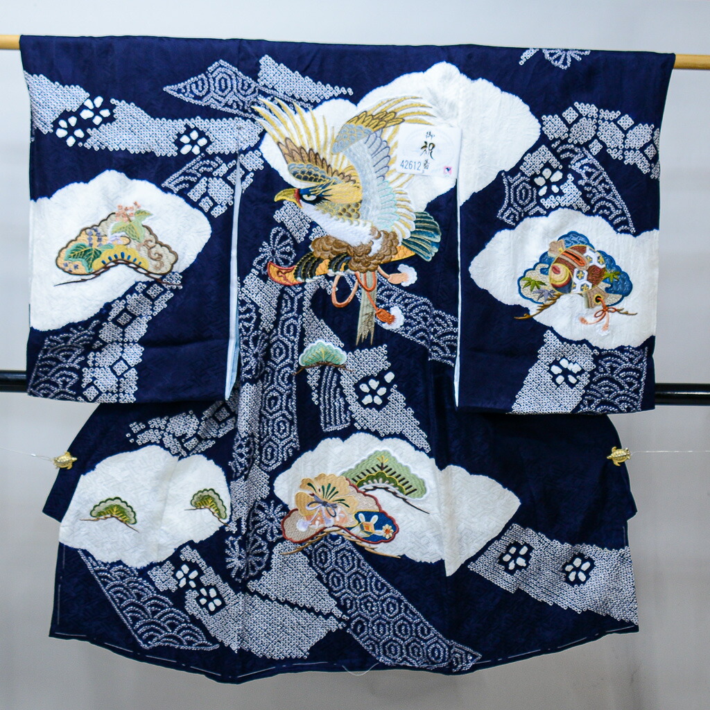 楽天市場】お宮参り 産着 男児 正絹 のしめ 着物 高級 綸子地 絞り 総