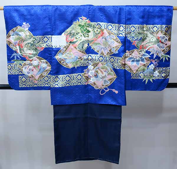七五三 五歳 男児 羽織・着物・襦袢3点セット 豪華絢爛 金刺繍 青地 龍 5歳 五才 5才 祝着 新品(株)安田屋 NO32799-2|安田屋呉服店