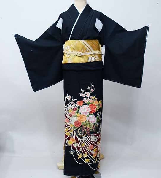 楽天市場】黒留袖 着物 正絹 フルセット 五三桐 丸なし 家紋入り 小物