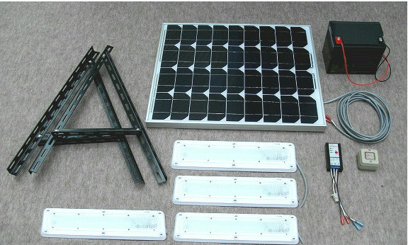 ソーラーLED点火装置一揃いの道具45W：LED-4個・縁側太陽の光発生・身寄り用乾電池