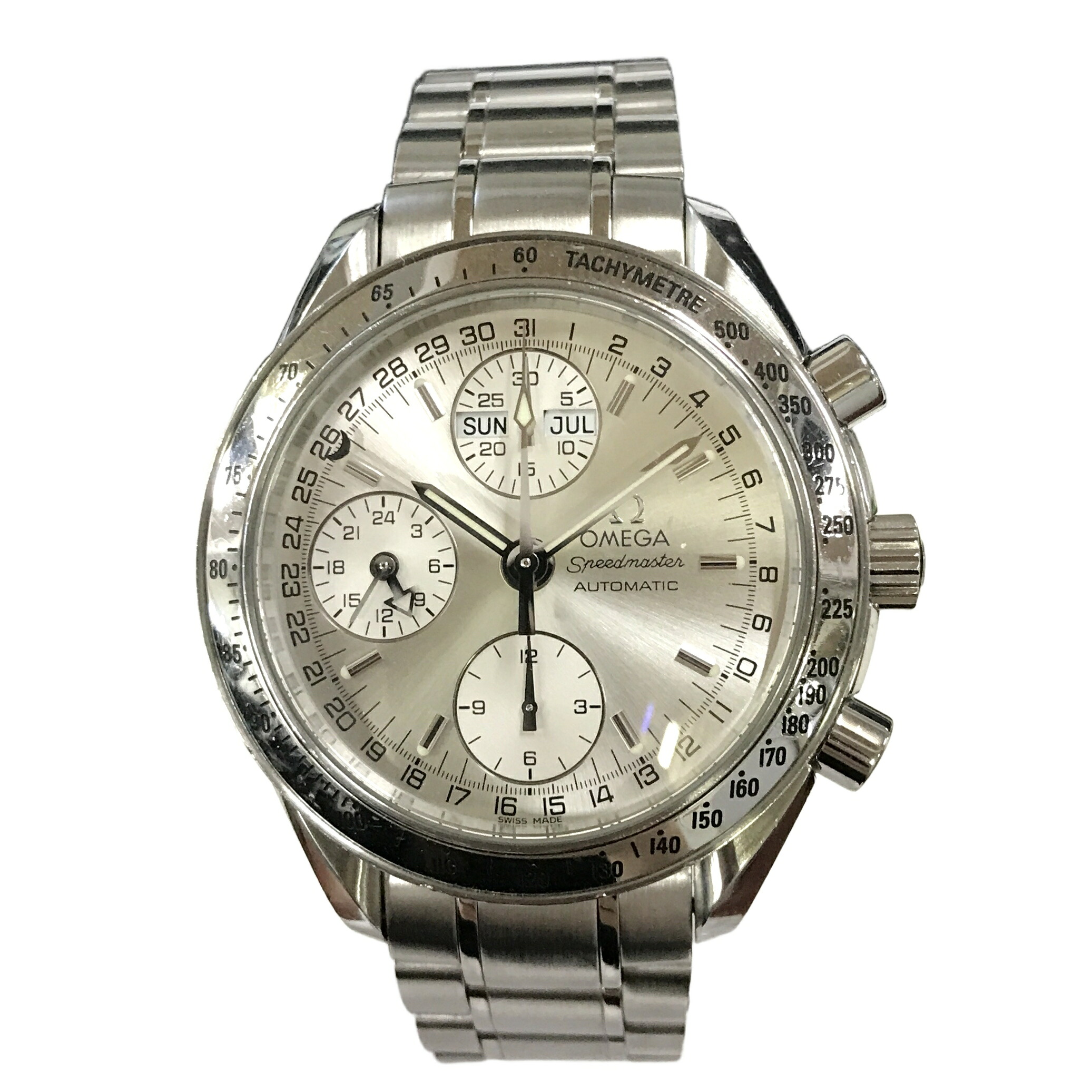 【中古】 ゼロ OMEGA す早さ御師匠さん 3523.30 トリプル暦 クロノグラフ しろがね色 文字記号盤 自動小銃一巻き メンズ ウォッチ 保ち合い品  T11284137
