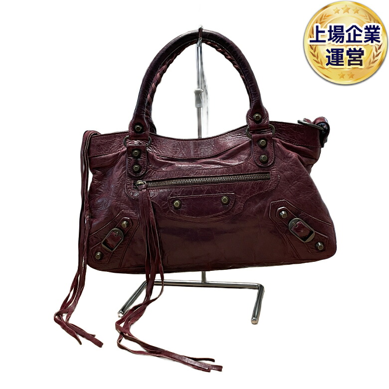 【中古】 バレンシアガ BALENCIAGA ザ・ファースト レザー 2WAYハンドバッグ ダークバーガンディ バッグ T11080377