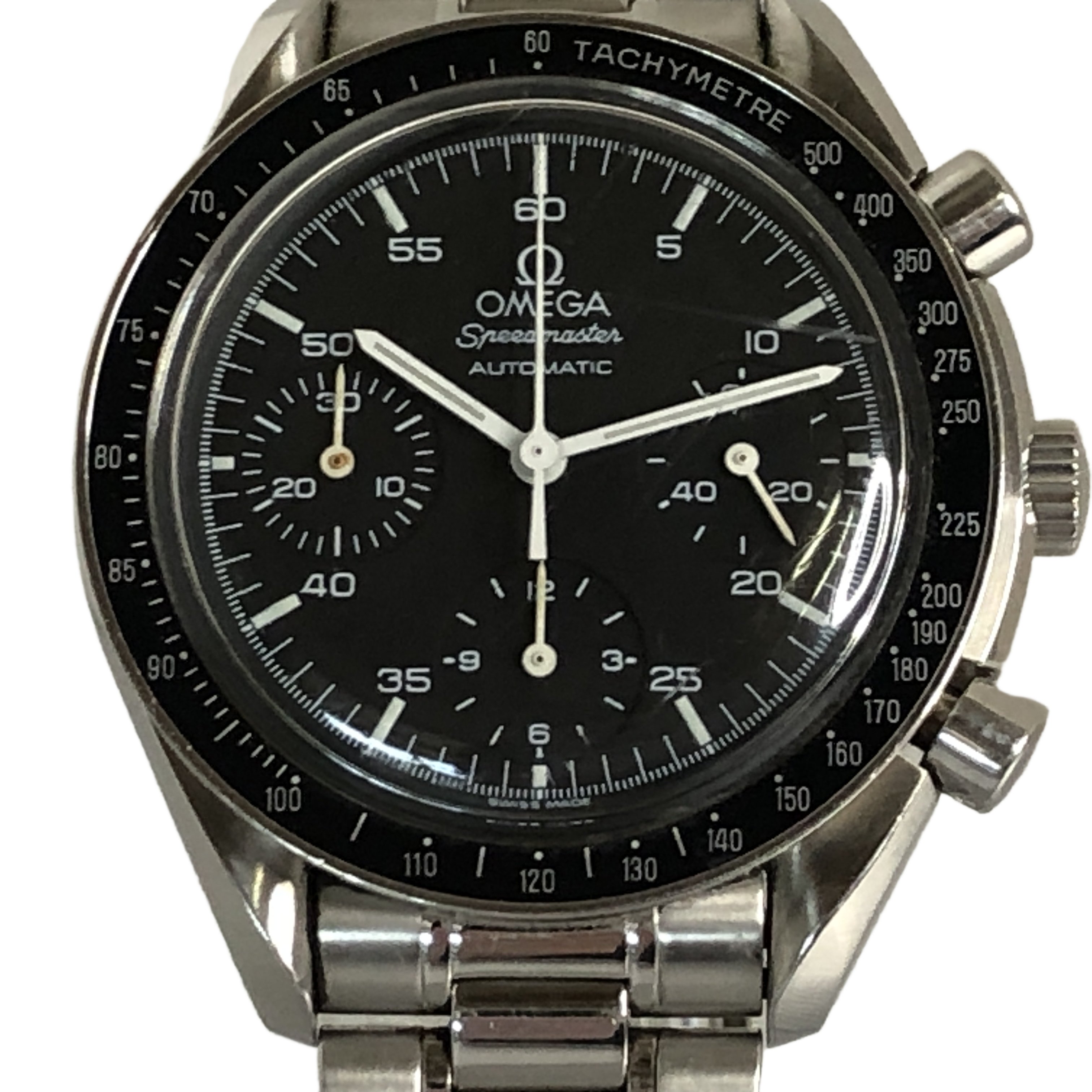 【中古】 OMEGA オメガ スピードマスター オートマチック クロノグラフ ブラック 自動巻き メンズ 腕時計 稼働品 T11447512｜ReRe（安く買えるドットコム）