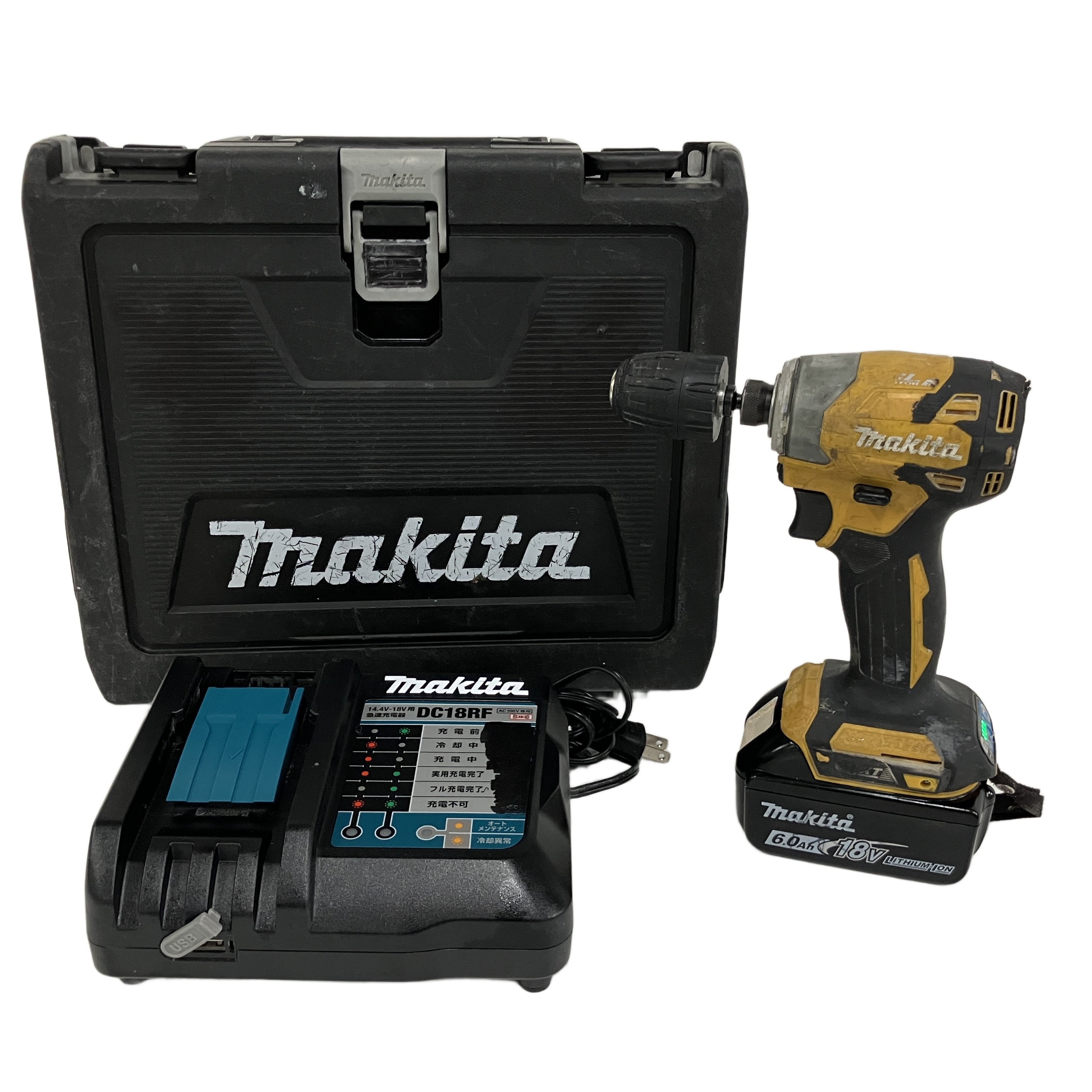 【中古】 makita マキタ TD173DGXFY インパクトドライバー バッテリー3個 電動工具 中古 B11120973
