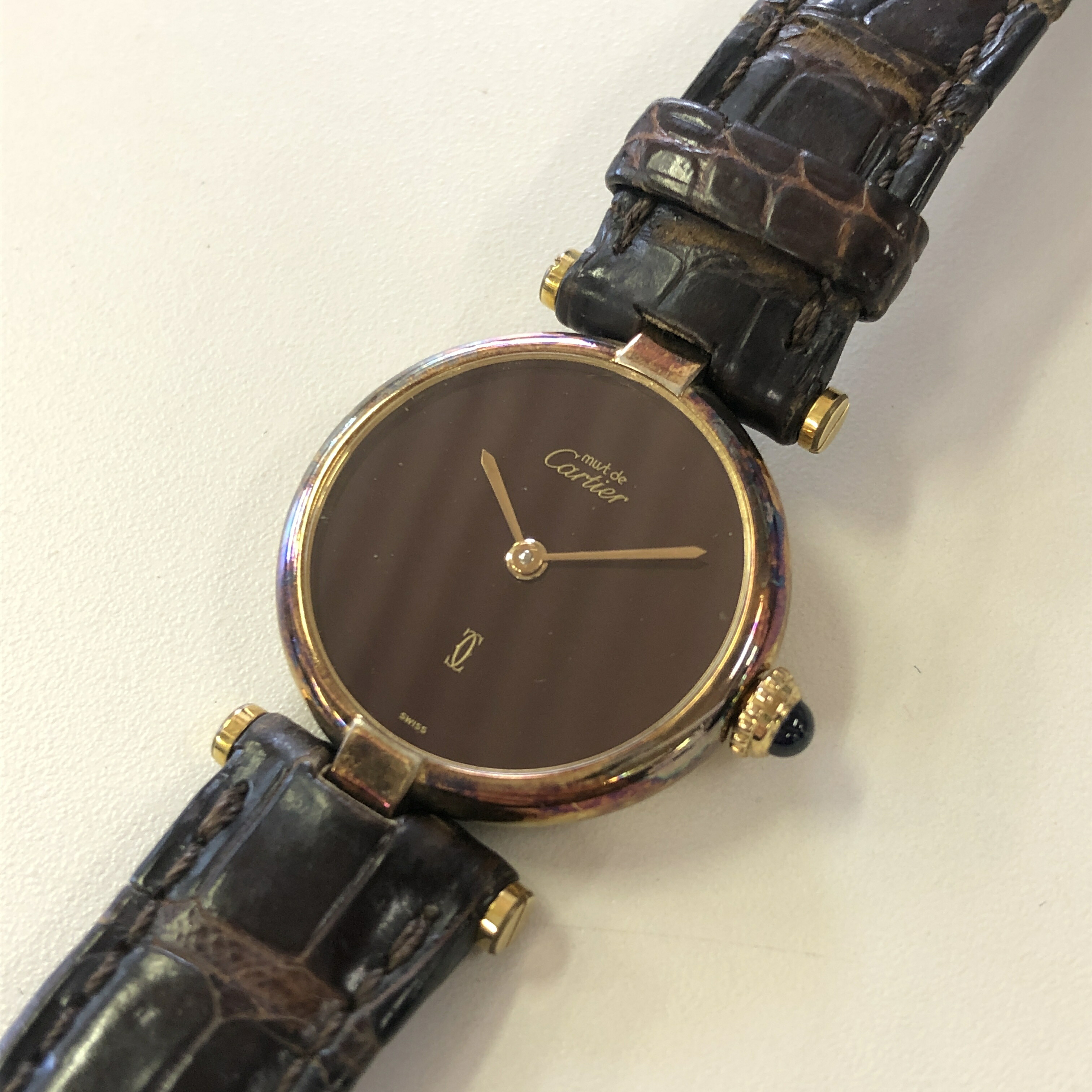 【中古】 Cartier カルティエ 帆檣 ヴァンドーム SM ヴェルメイユ 590004 ボルドーワイン文字記号盤 石英 レディース ウオッチ 持ち合い品 中古 訳あり  T11272328