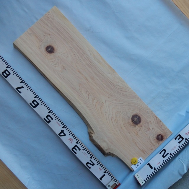 桧 一枚板 耳付き 2391 長さ86cm 幅27cm-27cm 厚み3.0cm 木材 銘木 天然木 無垢 桧板【送料無料♪】≪通常商品≫