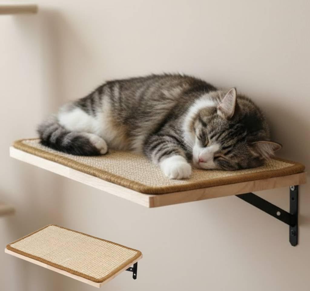 猫 壁付け ステップ 一段 40cm&times;25cm 幅広タイプ ステップ キャットウォーク 猫家具 室内用 猫棚 お昼寝 遊び場 ストレス解消 取り付け簡単｜やすらぎマーケット