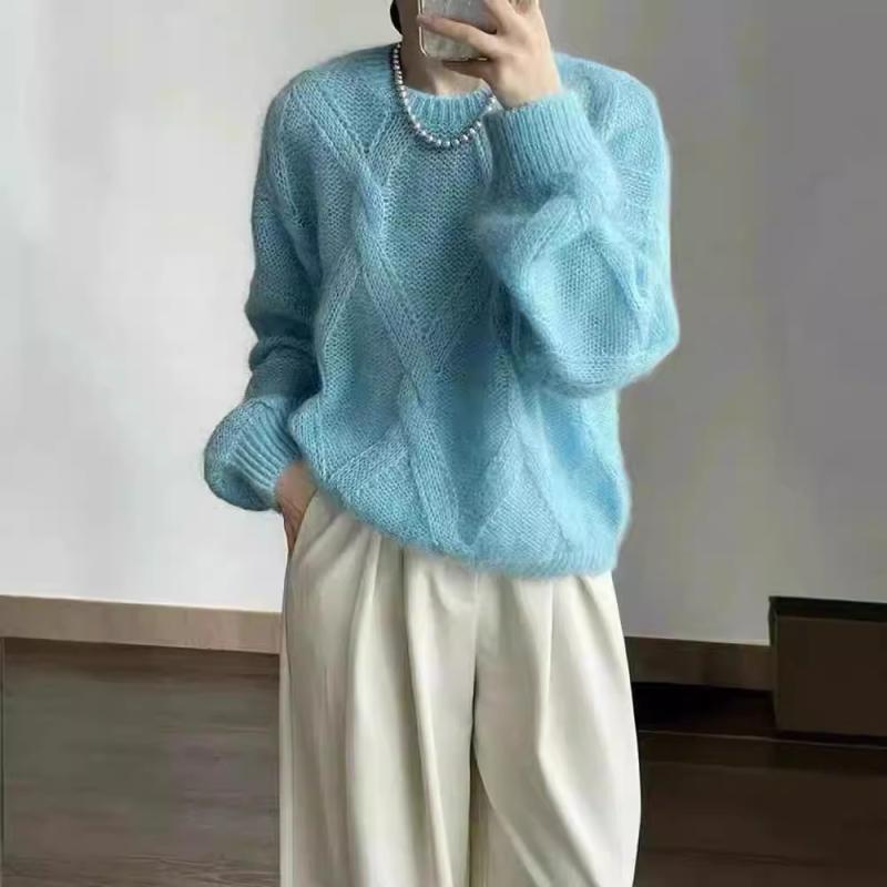 レディース クルーネック カシミヤ ニットセーター 羊毛 100% 秋冬 保暖 高級感 ゆったり 厚手 インナートップス フィット 暖か素材 スタイリッシュ 普段使い｜やすらぎマーケット
