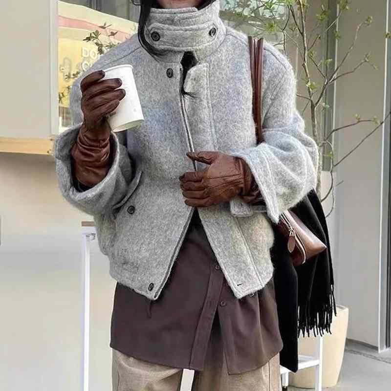 レディース 厚地の外套 照明ランプ色つや 遊撃手丈 綿入れ 毛織り 冬用 御前上等感 韓国 情の籠もった アウター 羊毛混 保温 亭主もち用 日常使い走り