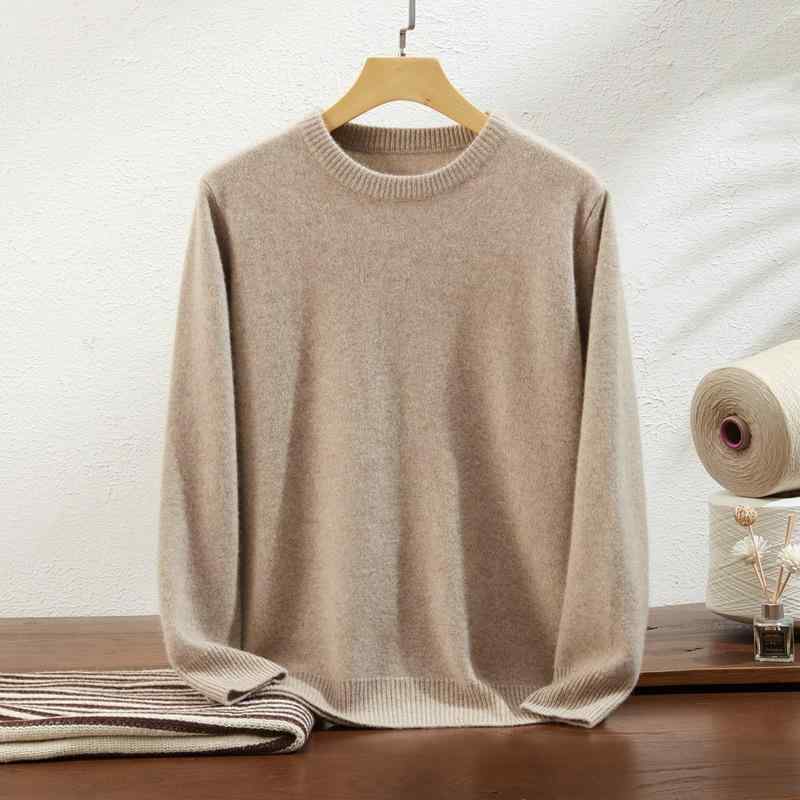 ニットセーター メンズ クルーネック カシミヤ 100% 厚手 インナー ビジネスカジュアル 秋冬 高級感 暖か 柔らかい 日常使い
