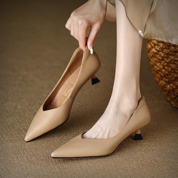 レディース ポインテッドトゥ パンプス スティレットヒール 置き目撥ね除ける 杏色 黒いこと ツートンカラー 羊革 大きめ大いさ 時間 通い用 フォーマル 窈窕たる 流行り物 靴-レディース靴
