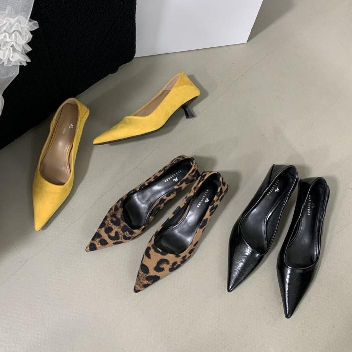 パンプス レディース ヒョウ柄 細ヒール 春秋 通勤用 スエード素材 赤 レトロ ポインテッドトゥ フレンチスタイル エレガント スタイリッシュ