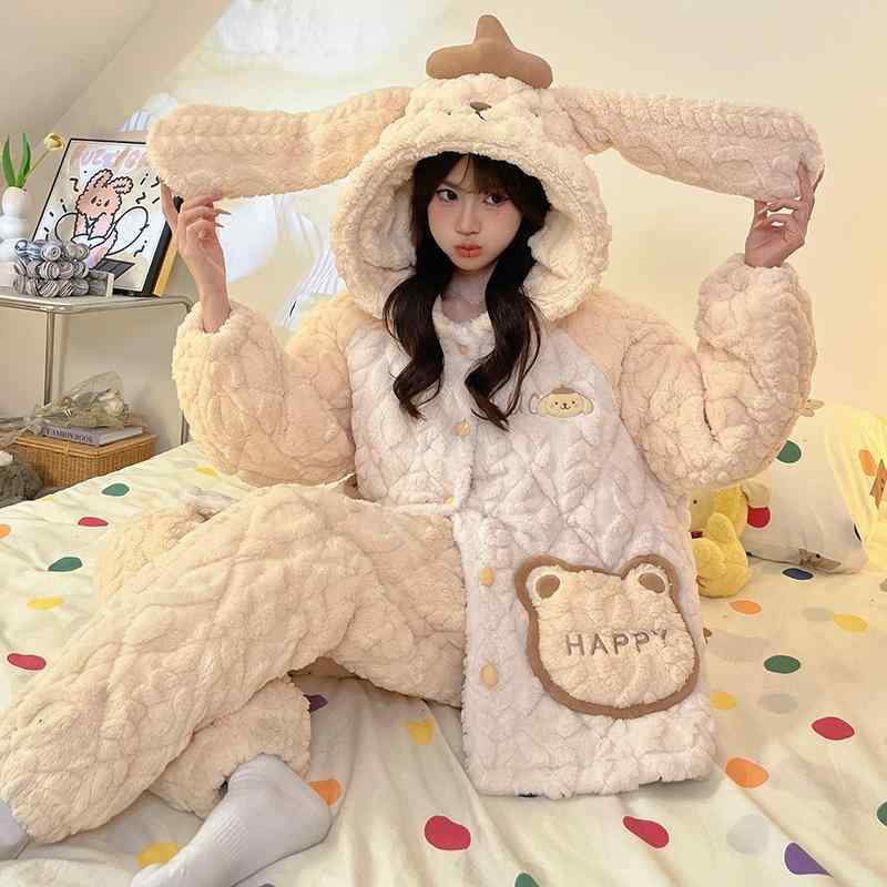 レディース 冬用 パジャマ 仕掛ける 綿ネル 朦々たる 綿入り口・入口 生あたたかい 愛くるしげ ポンチ絵柄 お部屋お召しもの パステル色の 保温 お部屋着 介護ホームお召しもの