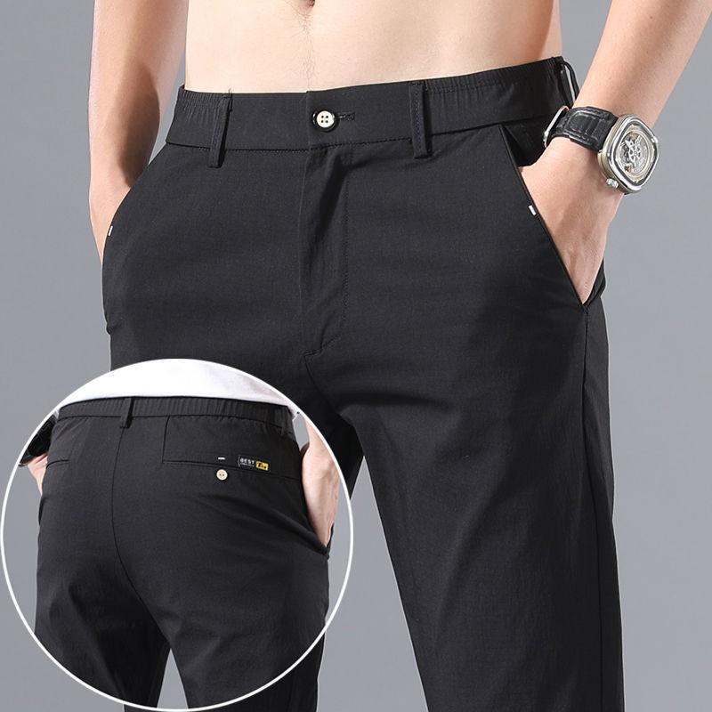 パンツ 男性用 秋 ストレート 伸縮性 コットン ビジネス 通勤 ロング丈 快適 普段使い