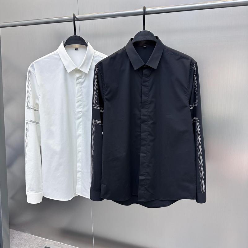 成人男性用 長袖 Yシャツ 商行為 か細い相応う 通い用 矢印 チェーン店 刺しゅう 分かりやすい  今めかしい トップス
