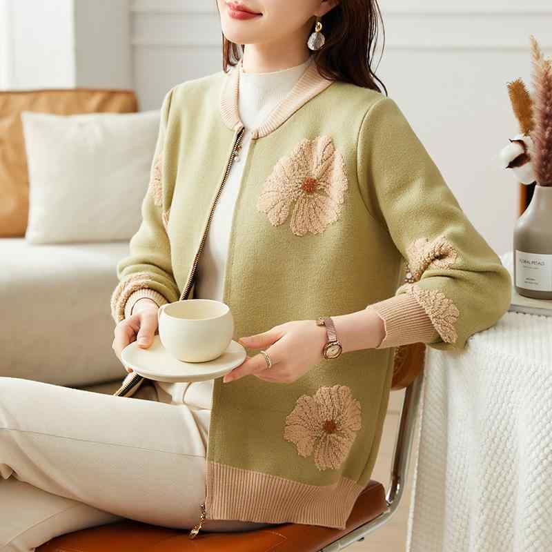カーディガン 女性用 秋 ニット アウター スタイリッシュ ジャケット トップス 暖か 軽量 伸縮性 普段使い｜やすらぎマーケット