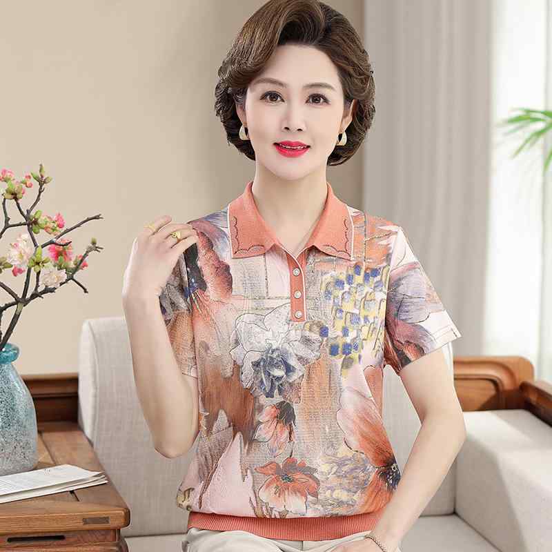 Tシャツ レディース 女性用 夏 短袖 折り返し襟 接触冷感 素材 綿混 軽量 吸湿速乾 通気性 伸縮性 カジュアル 日常使い 通勤 トップス