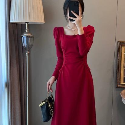 衣装 レディース 赤 長袖 秋 レトロ フォーマル お召しもの 御芽出度 寄りあい 寄りあい 礼服 祝賀会 祝賀会着 儀式用 お召しもの風 古典派音楽 表現スタイル ハイエンド 感