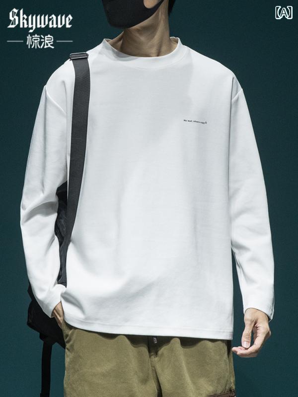 長袖Tシャツ メンズ 厚手 ゆったり 大きめサイズ 秋冬 無地 丸首 トップス インナー 普段使い カジュアル レイヤリング 暖かみ ベーシック