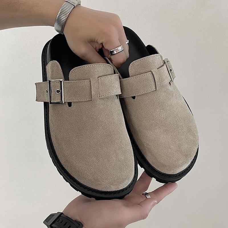 メンズ サンダル うしろ側受け答え スエードクロス原料品 心地よい たわい無いシューズ つま先取りまかなう 夏用 普段使い走り 軽さ 延性のある 足入れ飾り気の無い