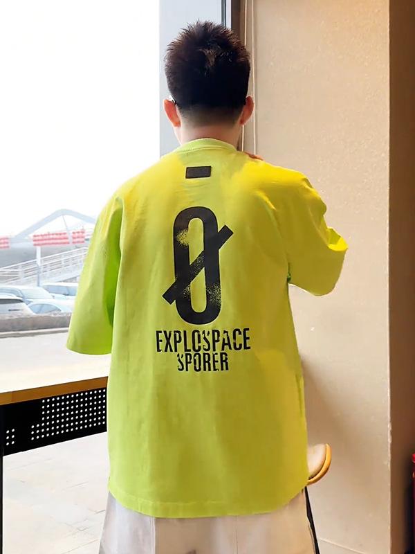 メンズ 夏用 Tシャツ トップス クルーネック 短袖 半袖 アルファベット プリント ロゴ柄 フィット ビッグシルエット ファッション カジュアル 普段使い インナー ベースレイヤー 吸湿速乾 軽量 通気性
