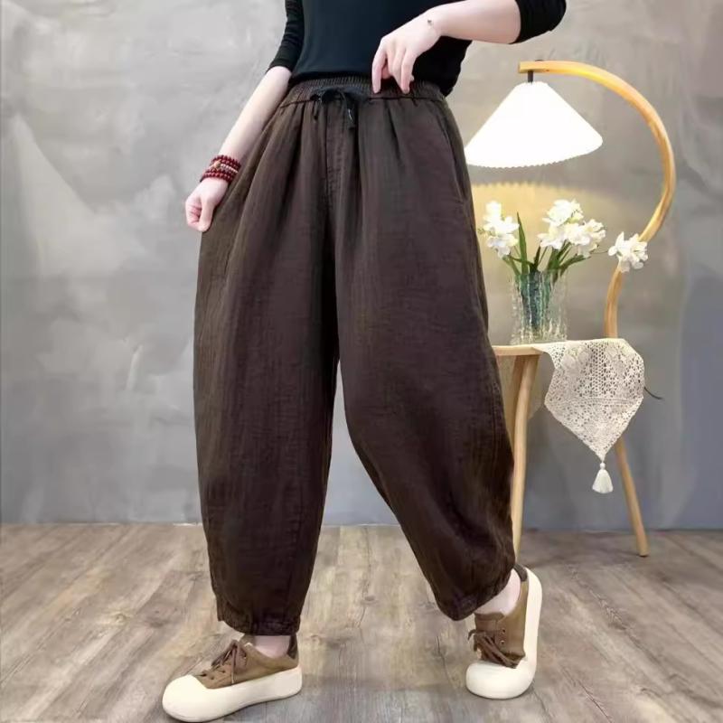 レディース パンツ ハイウエスト 伸縮ウエスト 秋 ビンテージ カジュアル 単色 シンプル ゆったり 大きめサイズ 普段使い フィット