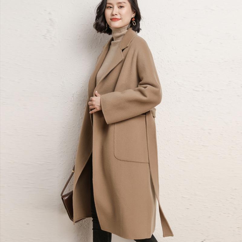 レディース 秋冬 ミドルロングコート ゆったり影ぼうし 100%絨毛 ダブル人間の顔 羊毛原料品 情の籠もったアウター 防風 軽さ 今めかしい 影ぼうし