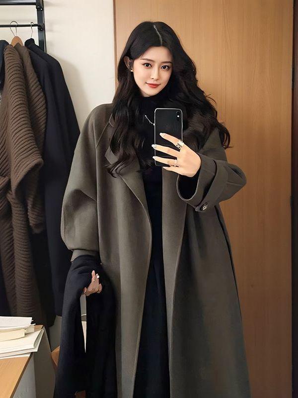 レディース 中長丈 羊毛厚地の外套 秋冬 朦朦たる 毛織 御膳上等感 韓国表現スタイル 生あたたかい アウター 防寒 日常使い走り 磨きあげる
