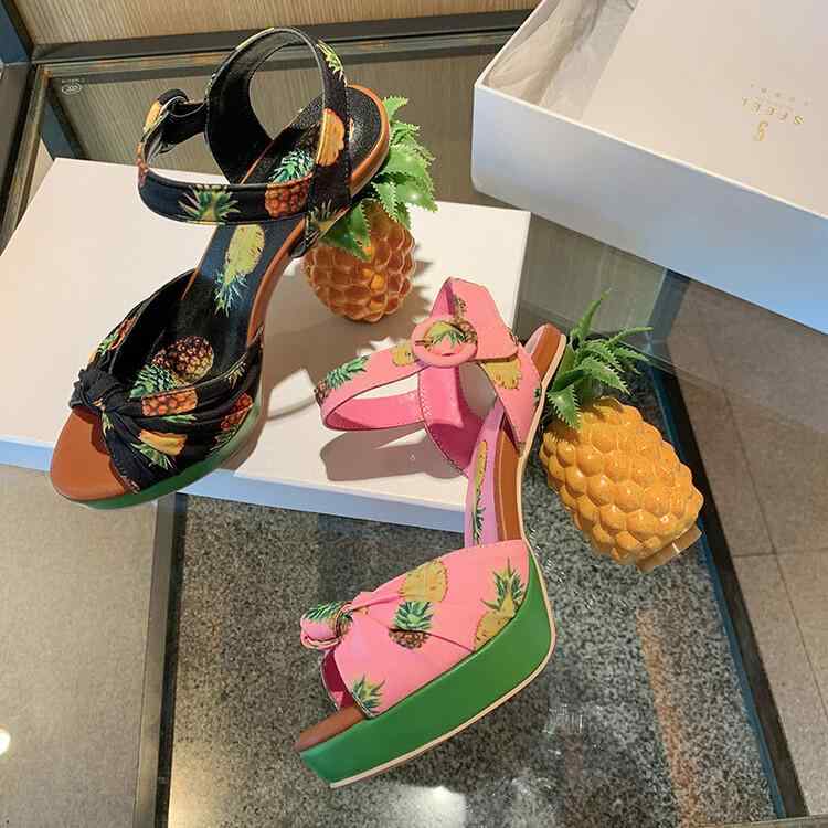 サンダル レディース 厚底 ハイヒール 花柄 プリント 布地 個性 大サイズ 夏用 外出 スタイルアップ 軽量 快適｜やすらぎマーケット