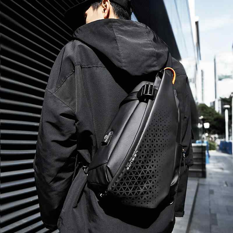 メンズ 斜めがけバッグ 機能性 鞄 大容量 ショルダーバッグ バイクバックパック チェストバッグ スタイリッシュ アウトドア 普段使い