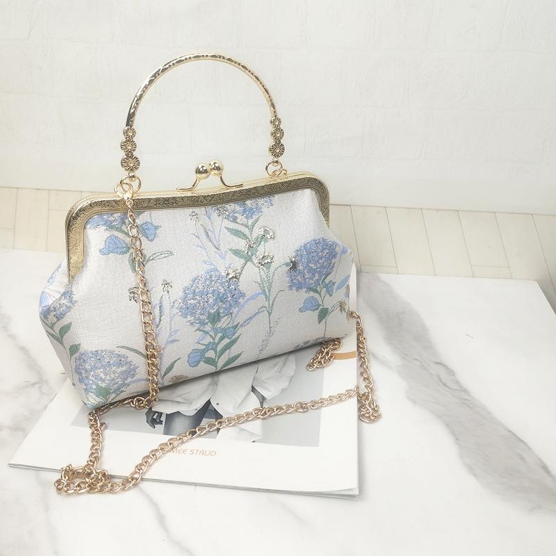 レディース バッグ 中国風 古風 夏用 ショルダーバッグ ハンドバッグ 口金 小清新 かわいい 質感 高級感 百搭 コーディネート 普段使い カジュアル画像