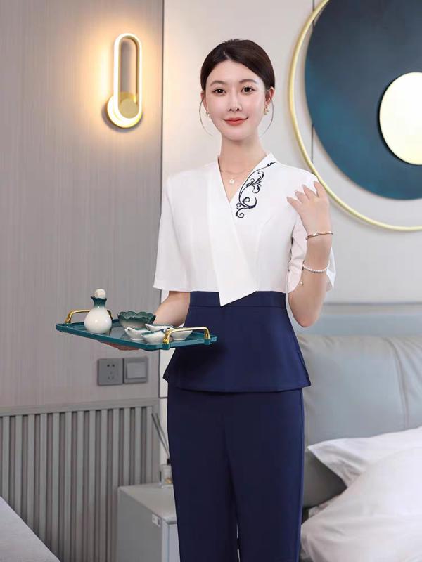 進め方服 お上さん用 美容室 足浴 SPA 半袖書き割り 夏用 軽さ 伸縮性 吸湿速乾 通気性 身ぎれい感