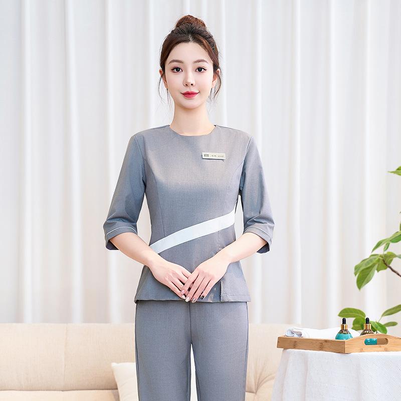 科学技術者服 亭主もち用 書き割り 美容院 SPA 足浴店 用 御前上等感 綿原料品 好いたらしい 役立つこと性 伸縮性 通い 普段使い