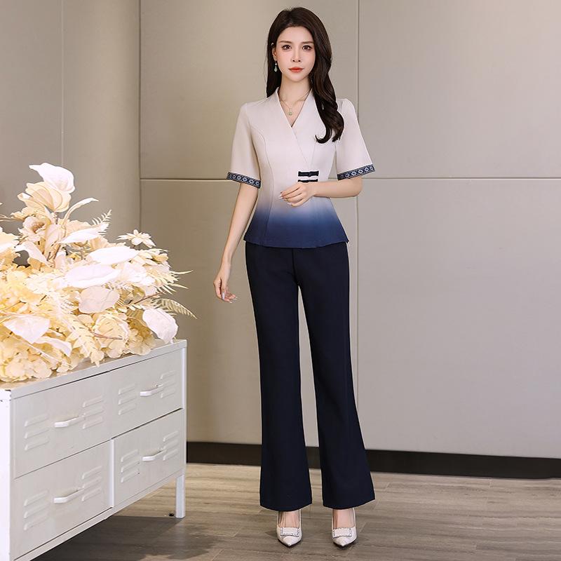 進め方着 足浴館 応用科学者用 制服 耳かき師 グラデーション柄 中袖 セットアップ ズボン下 好いたらしい 労働者階級