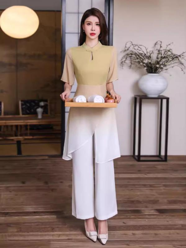 ユニフォーム 夏用 美容師 耳かき師 エステ赤ちょうちん 科学技術者 やり方服 書き割り 足つぼ 揉み療治 軽さ 通気性 吸湿速乾 ポリエステル混 労働者階級用