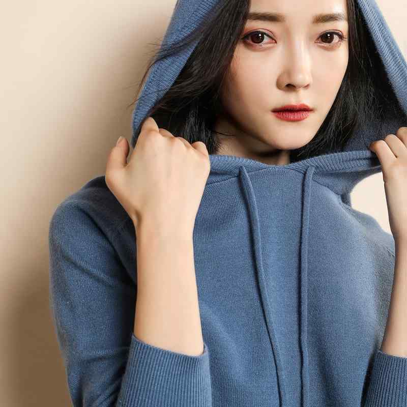 秋冬 レディース ゆったり フード付き ニットセーター 羊毛 カシミヤ混 暖か フィット トップス ニットトップス