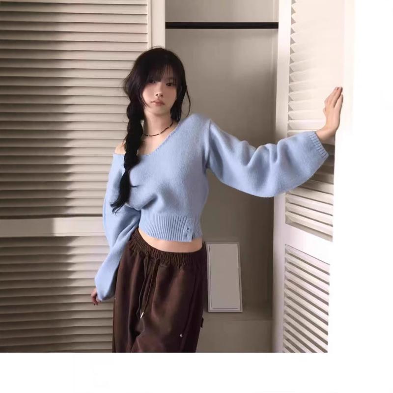 レディース ニットセーター Vネック サイド開き ウエストシェイプ 春 プルオーバー ゆったりシルエット 軽量 伸縮性 トップス 普段使い