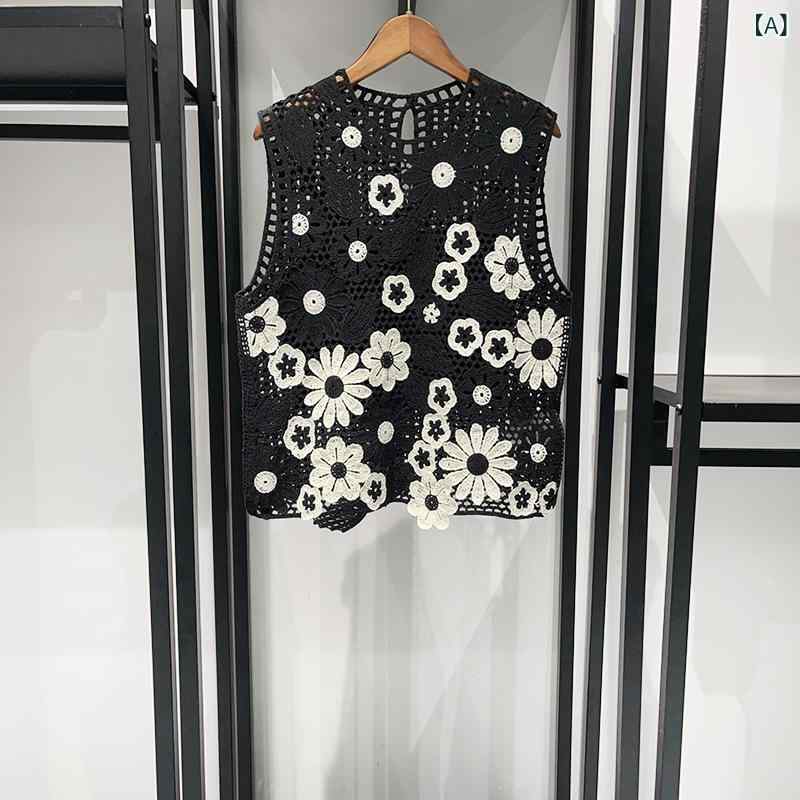 セットアップ レディース ニット ノースリーブトップス ロングパンツ 2点セット かぎ針編み デイジー柄 メッシュ素材 透かし編み サマーニット 上下セット リラックスウェア お出かけ着 7,543円