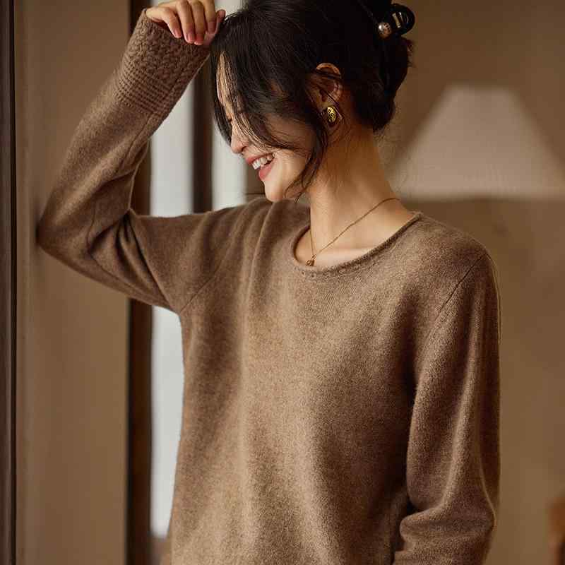 レディース 絨毛 編み物プルオーバー 丸首 長袖 ゆったり トップス 下着類 春 情の籠もった 普段使い走り 合わせ分かりやすい