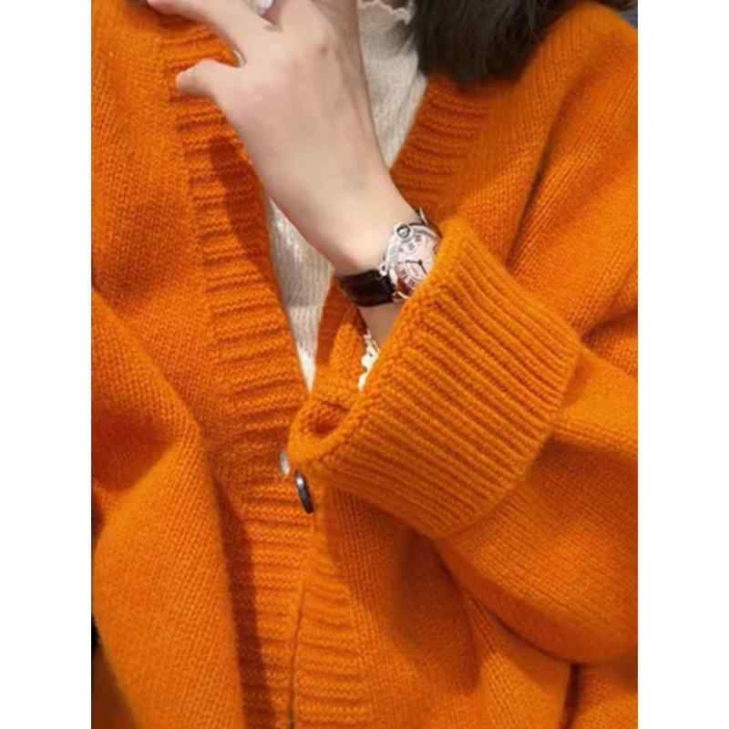 編み物 ジレー レディース 秋冬 ゆったり レトロ オレンジ色 パステル色の スウェーター トップス アウター 軽さ 伸縮性