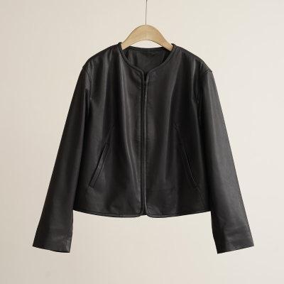 レザージャケット 女性用 革 羊革 柔らかい ソフトタッチ 秋冬 アウター 通勤 普段使い 軽量 伸縮性｜やすらぎマーケット