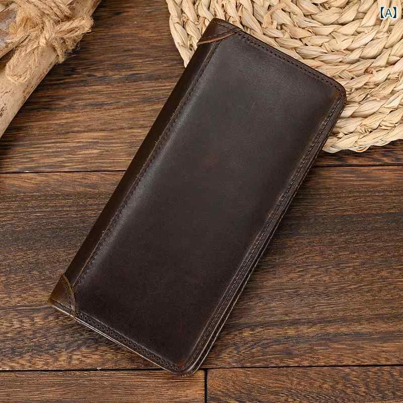 財布 男性用 革 長財布 多カードスロット 二つ折り 牛革 ビジネス 普段使い カードケース コンパクト 耐久性